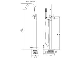 Напольный смеситель для ванны Timo Saona золото матовое 2310/17Y-CR